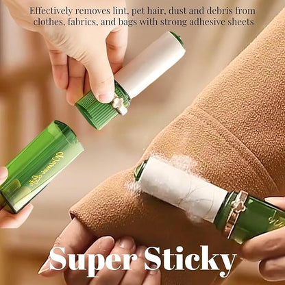 Mini Lint Roller, Portable & Travel Lint Remover for Clothes and Pet Hair, Pocket-Size Lipstick Design, 1 Green and 5 Refills
