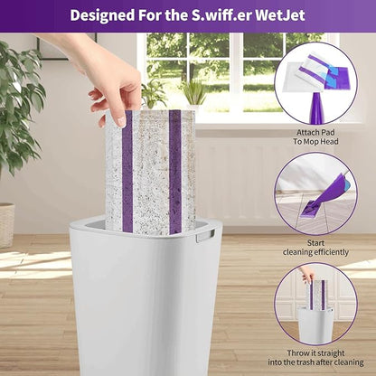 55 Count Wet Jet Pads Refills Compatible with Swiffer WetJet, Disposable Mop Pads for Multi-Surface Floors, Thick & Super Absorbent Wet Mop Refills for Hardwood, Tile, Laminate Cleaning