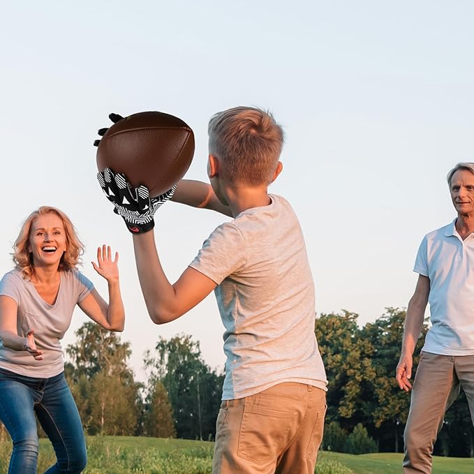 Youth Football Gloves Kids Silicone Grip Receiver Gloves with Super Stick Ability for Best Game Experience