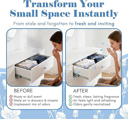 SCENTORINI Scented Sachets for Drawers and Closets, Fresh Linen Scent 14 Pack, Sachets Bags, Closet Freshener Sachet for Wardrobe, Cupboard, Luggage, Handbag, Suitcases, Small Space