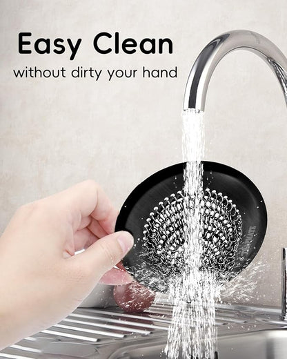 TRAPMATE Sink Drain Strainer, Reversible Chain Mesh Kitchen Sink Drain Strainer, Easy Clean 304 Stainless Steel Sink Strainer for Food Catcher Garbage Disposal, Black