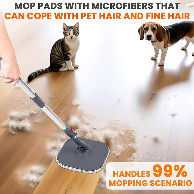 LEVELEVE Mop and Bucket Set，Spin Mop and Bucket Set with Separate Dirty and Clean Water，2 Replaceable Mop Pads，Deep-Cleaning Mops for Floors, Versatile Mops for Walls