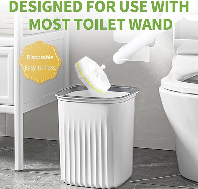 60 Count Toilet Wand Refills for Clorox, Disposable Toilet Cleaner Refill Pads for Clorox Wand Cleaning System, Upgrade Toilet Brush for Bathroom Cleaning,No Falling Apart,Light Scent