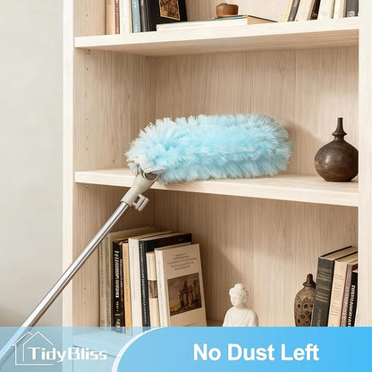 6 ft Extendable Dusters for Cleaning Compatible with Swiffer, Super Long Handle Dusting Wand Kit with 10 Refills, 360 Degree Heavy Duty Microfibers Dust Removing Tool for Ceiling Fan Wall