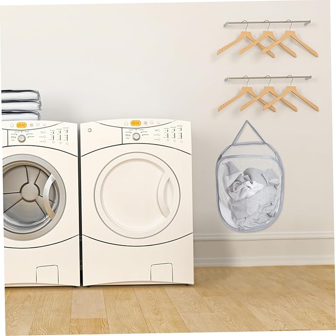 Alipis 1pc Foldable Hanging Laundry Basket Gray Storage Container for Clothes Toys and Towels Space-saving Organizer for Home Bedroom and Dorm Use