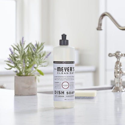 MRS. MEYER'S CLEAN DAY Liquid Dish Soap, Cruelty Free Formula, Lavender Scent, 16 oz (Pack of 2)