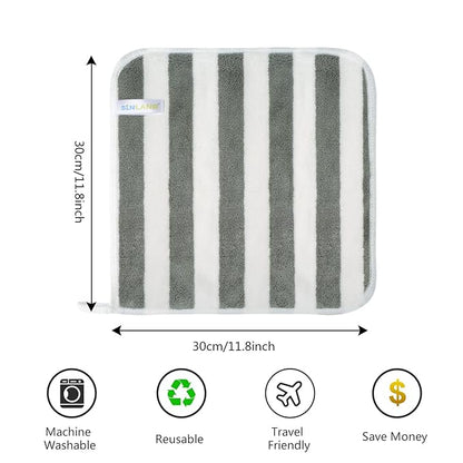SINLAND Microfiber Facial Cloths Fast Drying Washcloth 12inch x 12inch Absorbent Face Wash Cloth Soft Makeup Remover Cloths