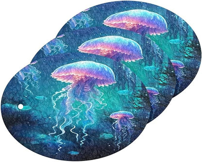 Jellyfish Kitchen Scrub Sponges, Pop-up Kitchen Cleaning Sponges Reusable Dish Washing Sponges for Bathroom Household Cleaning 3 Pack - Non Scratch Scrubber