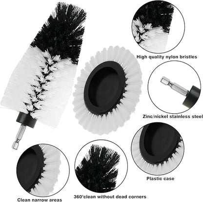 8 Pcs Drill Brush Attachment Set, Power Cleaning Scrub Brush Kit with Extend Long Attachment, All Purpose Drill Scrub Brushes for Car, Grout, Floor, Tub, Bathroom and Kitchen (White)