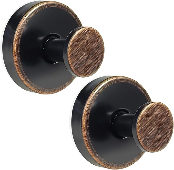 ZESLMG Bronze Suction Cup Hooks for Glass Window, Shower Hook for Inside Shower, Removable Towel Hooks for Bathroom Kitchen Wall Glass Door, Wreaths Loofah Suction Hook for Hanging, 2 Pack