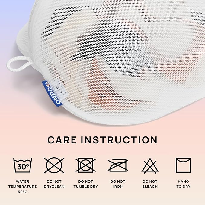 ONDO Premium Mesh Laundry Bag - 3D Cushioned Recycled Polyester - Heavy Duty YKK Zipper - Made in Korea - Medium - White/Grey