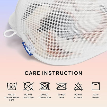 ONDO Premium Mesh Laundry Bag - 3D Cushioned Recycled Polyester - Heavy Duty YKK Zipper - Made in Korea - Medium - White/Grey