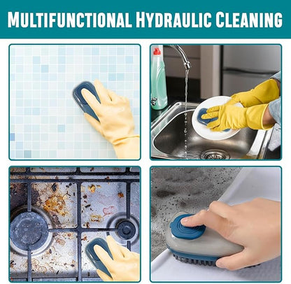 Cleaning Brush with Soap Dispenser for Kitchen, Sink, Dish Washer with Stand|Multi-Functional Cloth Brush for Washing Clothes Kitchen Dish Cleaning with Liquid Dispenser (DishBrush+ClothBrush)