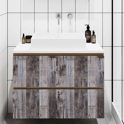 Yun-aeon Gray Wood Peel and Stick Wallpaper 17.3" X 120"Self Adhesive Wallpaper Backsplash Line Removable Wall Paper Bathroom Old Furniture Renovation Furniture