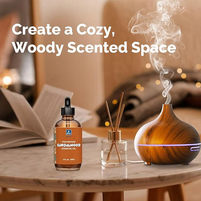 GM Gumili Sandalwood Essential Oil 4 Oz, 100% Pure Sandalwood Oil for Diffuser, Skin, Hair, Body & Face, Perfume Base Note for Men & Women, Aromatherapy & Massage