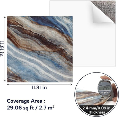 Marble Peel and Stick Backsplash Tile, 11.8" x 11.8" Self-Adhesive Waterproof Wall Panels for Kitchen, Bathroom, Living Room, 30-Pack (Not Real Tile)