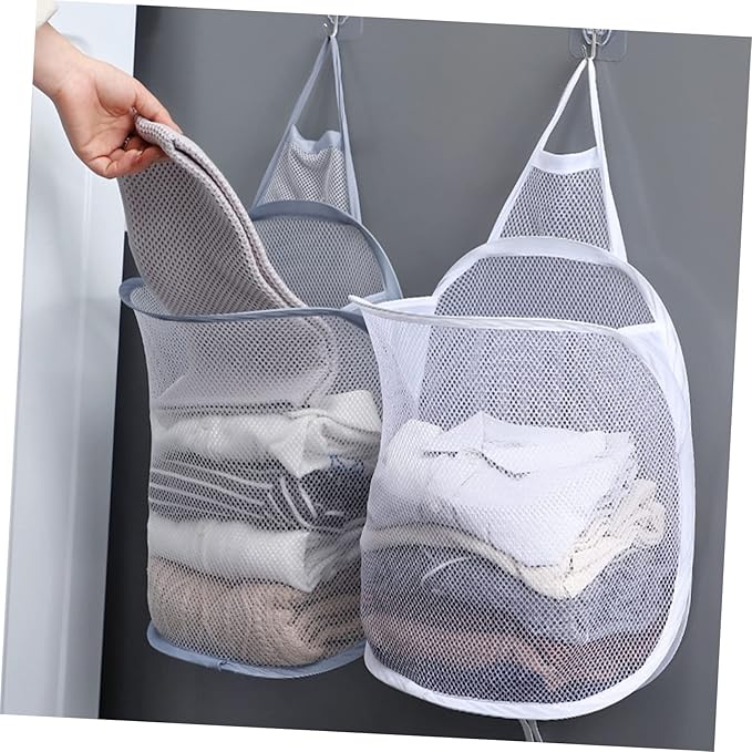 Zerodeko 2pcs Wall-mounted Folding Dirty Clothes Organizer Baskets Breathable Hanging Storage for Bedroom and Bathroom Space-saving Laundry