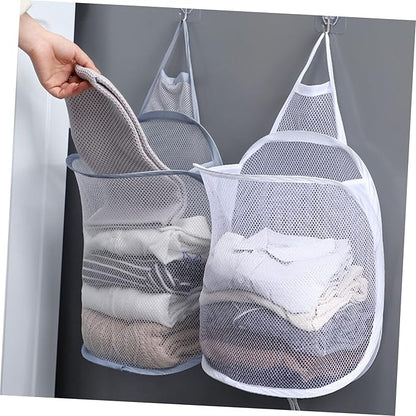 Zerodeko 2pcs Wall-mounted Folding Dirty Clothes Organizer Baskets Breathable Hanging Storage for Bedroom and Bathroom Space-saving Laundry