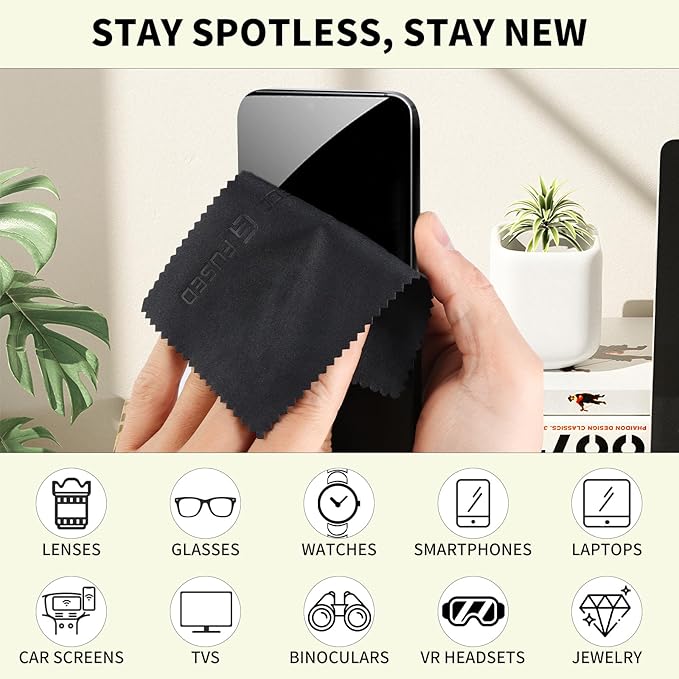Eco-Fused Microfiber Cleaning Cloths - 50 Pack - (5.5 x 3 inches) for Cleaning Glasses, Spectacles, Camera Lenses, iPad, Tablets, Phones, Smartphones, Laptops, LCD Screens and Other Delicate Surfaces