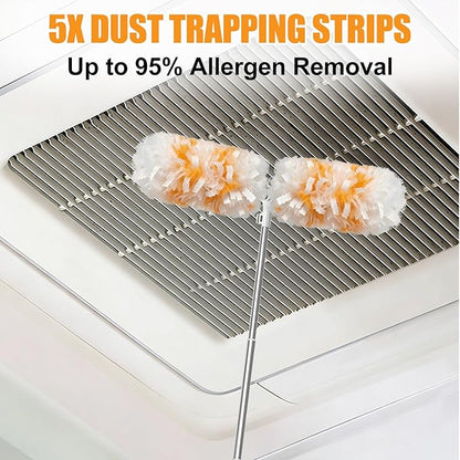 Gelibo 6ft Extendable Duster Handle with 5 Refills,Compatible with Swiffer,360°Rotating Ceiling Fan Dusters with Lock, Heavy Duty Microfiber Dusting Pads for Home Cleaning,Blinds,Hard-to-Reach Areas