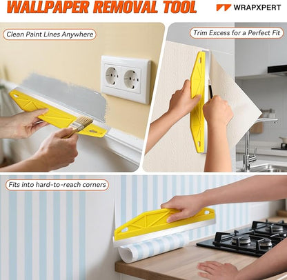 WRAPXPERT Wallpaper Smoothing Tools, Wallpaper Tools for Peel and Stick, with Smoothing Brush, Smoother Squeegees, Wall Paper Kits for Adhesive Contact Paper, Backsplash Tile, Countertop Film Applying