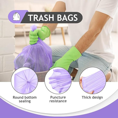 8 Gallon 330 Counts Clear Colorful Trash Bags Kitchen Garbage Bags by Teivio, fit 25-30Liter Bathroom Trash Can Bin Liners, Plastic Bags for home office kitchen，Multicolor