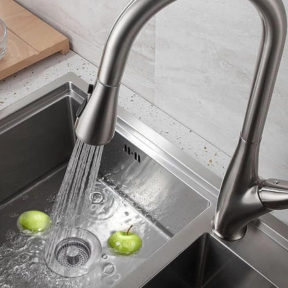 Upgraded 3 in 1 Kitchen Sink Drain Strainer,Anti-Clogging Sink Food Catcher Basket, Stainless Steel Pop-Up Kitchen Sink Stopper for US Standard 3-1/2 inch Kitchen Sink (Silver-1Pack)