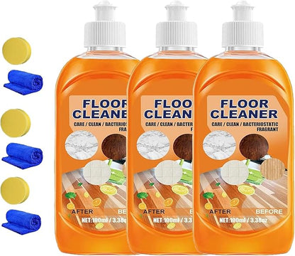 Floor Cleaner, 3.38 Oz/100ml Glossy Clean Floor Cleaners, Multipurpose Floor Cleaner Liquid, Powerful Household High-Performance Cleaner for Wood, Tile (3)
