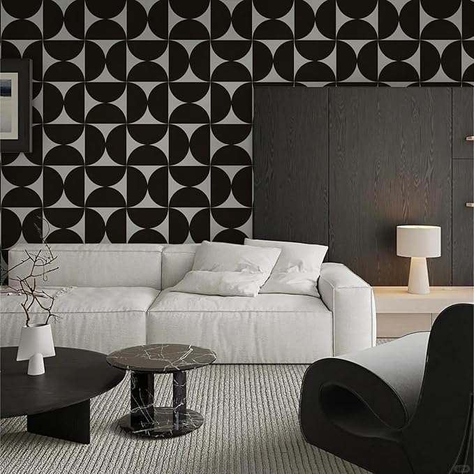 Dimoon 393"x17.3"Geometric Peel and Stick Wallpaper Brown and Beige Wallpaper Square Contact Paper Thicken Waterproof Vintage Self Adhesive Removable Wall Covering Shelf Liner Decal Vinyl Roll
