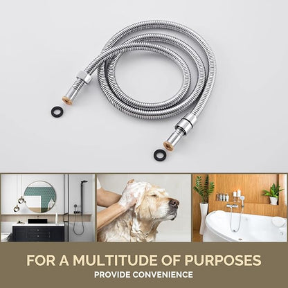 Angle Simple Flexible Shower Hose 59", Stainless Steel Handheld Shower Head Hose Replacement 1/2" IPS, Chrome