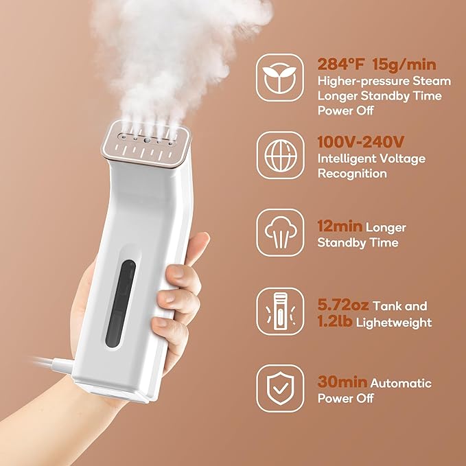 Mini Travel Steamer for Clothes,Dual Voltage & Wrong Voltage Alarm,110-240V Steamer & Iron 2 In 1,Integrated 170ml Tank,1.2lbs Travel Size Fabric Iron,Handheld Steaming Wrinkles Remover For Garment