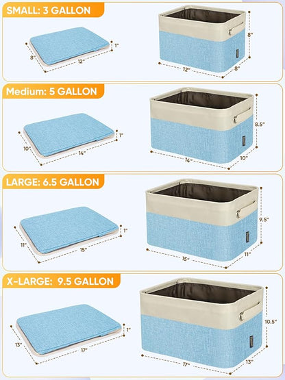 BALEINE 1 Pack Fabric Closet Storage Bins for Shelves, Linen Closet Organizers and Storage, Decorative Baskets for Organizing, Shelf, Clothes, Home, Office (Green, 17''x13''x10.5'')