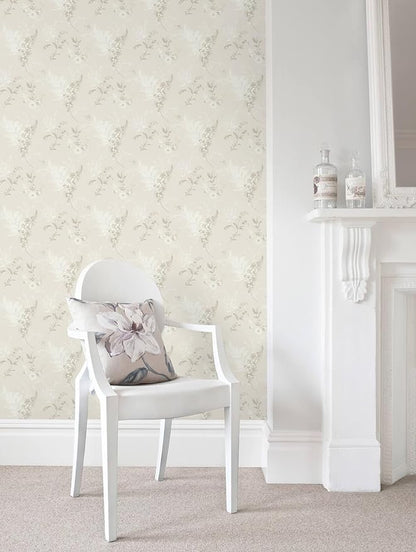 Heroad Beige Wallpaper Floral Peel and Stick Wallpaper Delicate Flower Contact Paper for Cabinets Drawers Waterproof Removable Wall Paper Self Adhesive Stick on Walls Decor Vinyl Roll 17.3''x78.7''