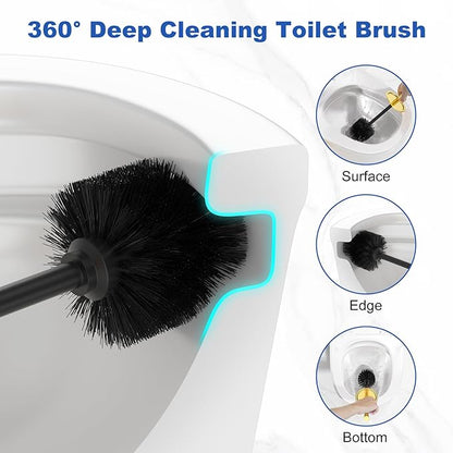 Toilet Brush and Holder Set：304 Stainless Steel Heavy Duty Toilet Bowl Brush，Removable Inner Bowl and Splash Protection，Bathroom Toilet Brush-Dense Bristles for Through Cleaning