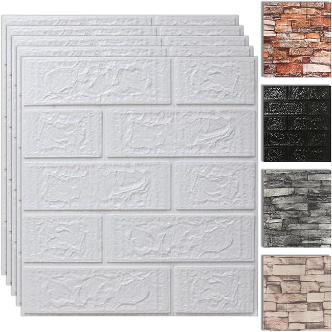 20PCS 3D Wall Panels Peel and Stick Foam, Self-Adhesive Decorative 3D Brick Wallpaper Wall Covering, Faux Stone Wall Panel Foam Brick for Living Room, Kitchen, Bathroom