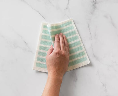 Martha Stewart Swedish Kitchen Absorbent Sponge Dish Cloths, Teal Stripes, 8 Count
