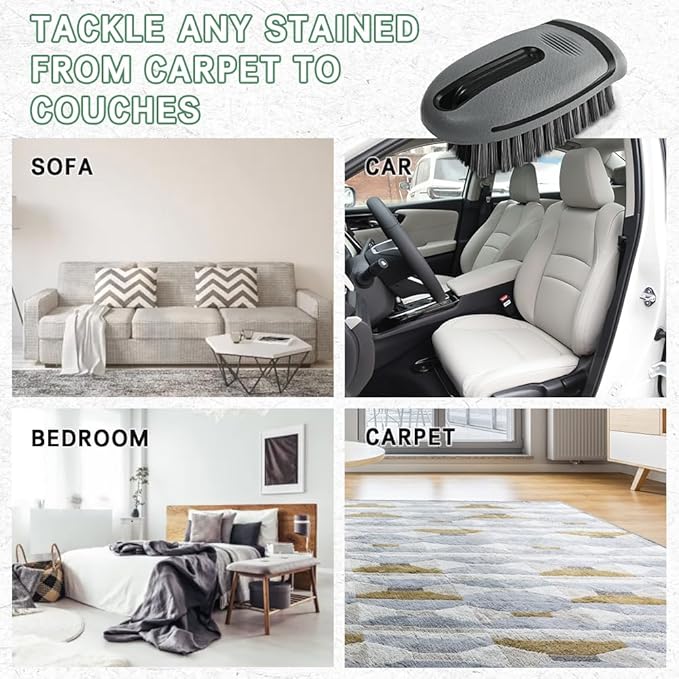 Carpet and Upholstery Cleaning Brush, Stiff Bristle Carpet Detailing Scrubber Brush, Multi-Functional Car Detailing Scrub Brushes, Cleaning Brushes for Car and Home Couch Floor Mats (Gray)