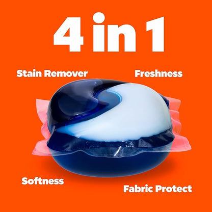 Tide PODS Laundry Detergent soap with a touch of Downy 4-in-1 Detergent, 32 Count, Stain Remover, Freshness, Softness, Fabric Protecter, HE Compaible