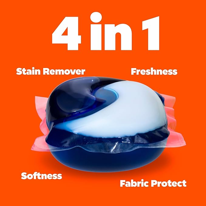 Tide PODS Laundry Detergent soap with a touch of Downy 4-in-1 Detergent, 85 Count, Stain Remover, Freshness, Softness, Fabric Protecter, HE Compaible