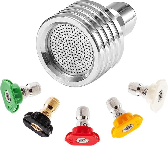 Tool Daily Pressure Washer Shower Nozzle for Soft Wash, 5 Power Washer Nozzle Tips, Soft Rain Shower Sprinkler for Car Washing and Garden Watering, 1/4 Inch Quick Connect