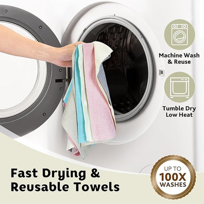 Matthew Microfiber Cleaning Cloth Roll 72Pack (12" x 12") Reusable Paper Towels&Washable Tear Away Towels,Ultra Water Absorbent Lint&Streak Free Cleaning Rags for Glass,Dishwash,Bathroom,Cars-Beige