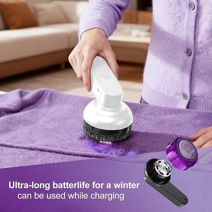 Fabric Shaver and Lint Remover, Rechargeable YOUNKKEE Electric Lint Remover, Quickly Removes Pills Without Damaging Clothes, Suitable for Clothing, Sweaters, Blankets, Sofas, and Pillows (White)