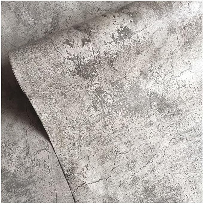 Extra Wide Large Size Grey Concrete Wallpaper Peel and Stick Industrial Cement Wall Paper Matte Light Brown Beige 48"×197" Concrete Contact Paper for Countertops Wall Covering for Bedroom Bathroom