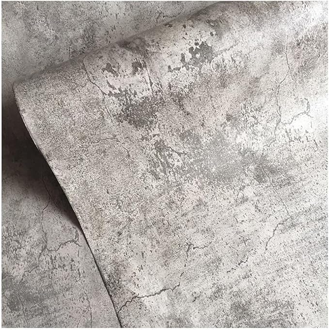 BAYYA Extra Wide Concrete Textured Wallpaper Peel Stick Light Grey Matte Thicken 31.5"x 394" Retro Industrial Style Contact Paper Waterproof Self-Adhesive Cement Wall Sticker Vinyl Wrap