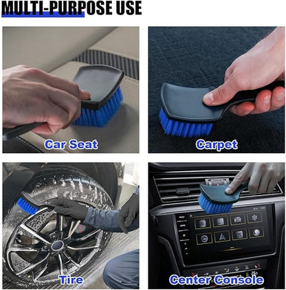 8.3×2.5 Inch Carpet Cleaning Brush, Scrub Brush for Floor Mats, Car Wheel Hub Cleaning Brush for Car Interior and Home, Car Wash Brush Automotive Tire Brush with Soft Bristle Short Handle