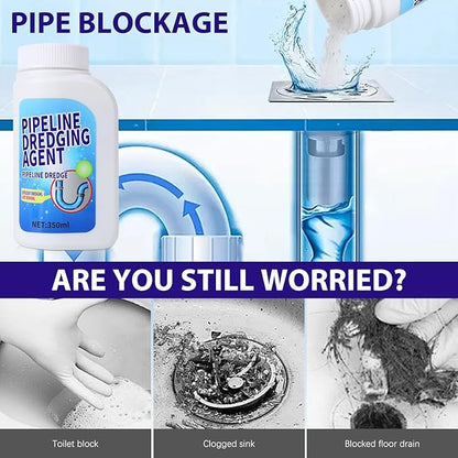 Pipeline Dredging Agent, 350ml Drain Clog Remover, Powerful pipe dredging agent, Powerful Quick Cleaning Drain Toilet Cleaner Tool, Unclog Clog And Kitchen Sink Pipe Unblocker Powder (Pack of 2)