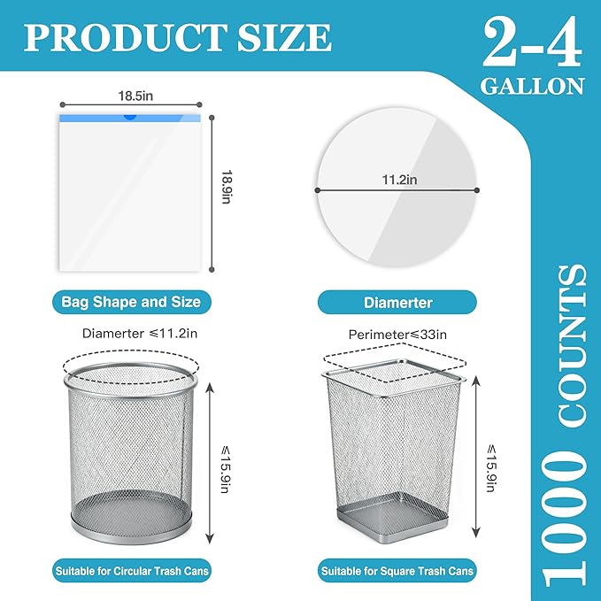 Charmount Small Trash Bags 4 Gallon-1000 Count Drawstring Mini Garbage Bags, Plastic Trash Can Liners for Bathroom Accessories, Bedroom, Dorm Room Essentials, Office