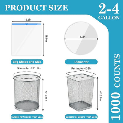 Charmount Small Trash Bags 4 Gallon-1000 Count Drawstring Mini Garbage Bags, Plastic Trash Can Liners for Bathroom Accessories, Bedroom, Dorm Room Essentials, Office