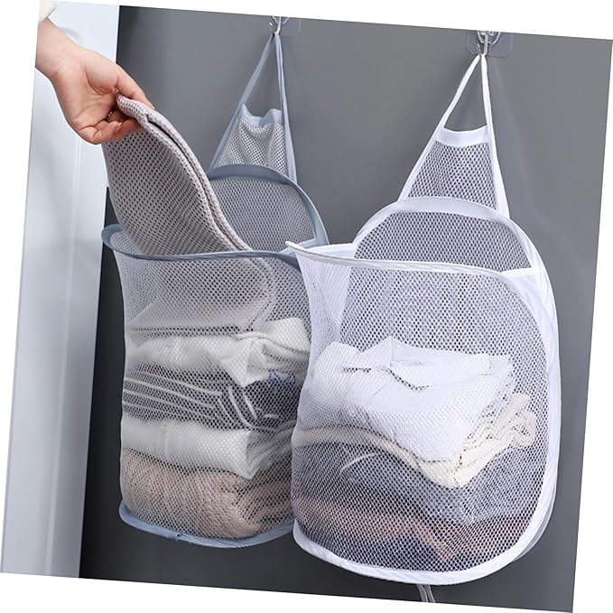 GLEAVI 2pcs Folding Wall Laundry Baskets Collapsible Sundries Organizer Sturdy Mesh Storage Baskets for Household Use Suitable for Dirty Clothes Toys