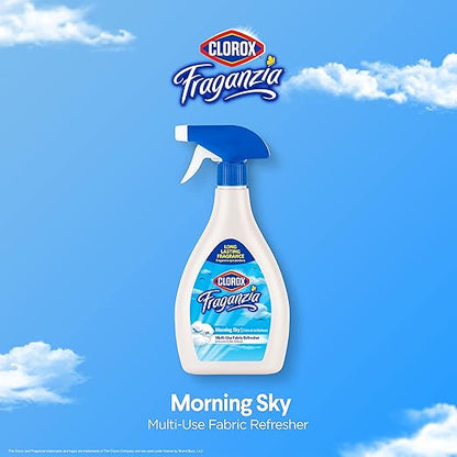Clorox Fraganzia Refresher Spray, Morning Sky Scent - Multi-Use Fabric & Linen Freshener Spray - Odor Eliminator for Home, Upholstery, Bedding, Curtains, Room, 22 Fl Oz